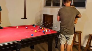 Hot MILF wives learn to play pool and get naughty in a wild group sex orgy!