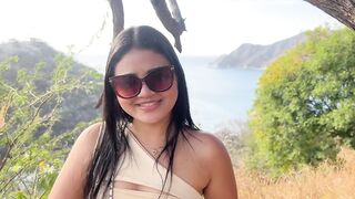 Hot tourist cheats on her hubby for cash, taking stranger's hard cock in her mouth and pussy