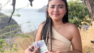 Hot tourist cheats on her hubby for cash, taking stranger's hard cock in her mouth and pussy