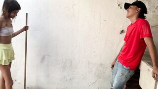 My stepbrothers are not home, so I take advantage of their room to pound my stepsister in doggystyle