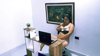 Curvy Latina Victor Palmas gives a steamy blowjob in hot roleplay action