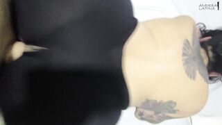 Latina with ripped tights gets drilled doggystyle in homemade video