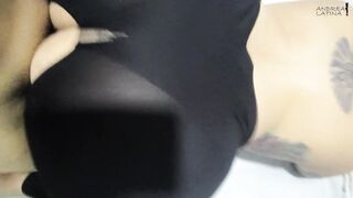 Latina with ripped tights gets drilled doggystyle in homemade video