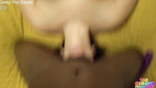 Latina whore with big tits and ass devours BBC while her throat gets stretched by a clown's big cock