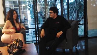 Curvy Latina interview with big tits & lingerie on display