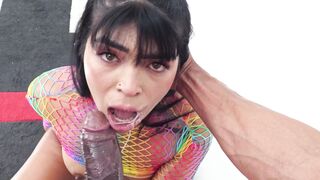 Latina whore goes wild for rough anal and cum in her mouth